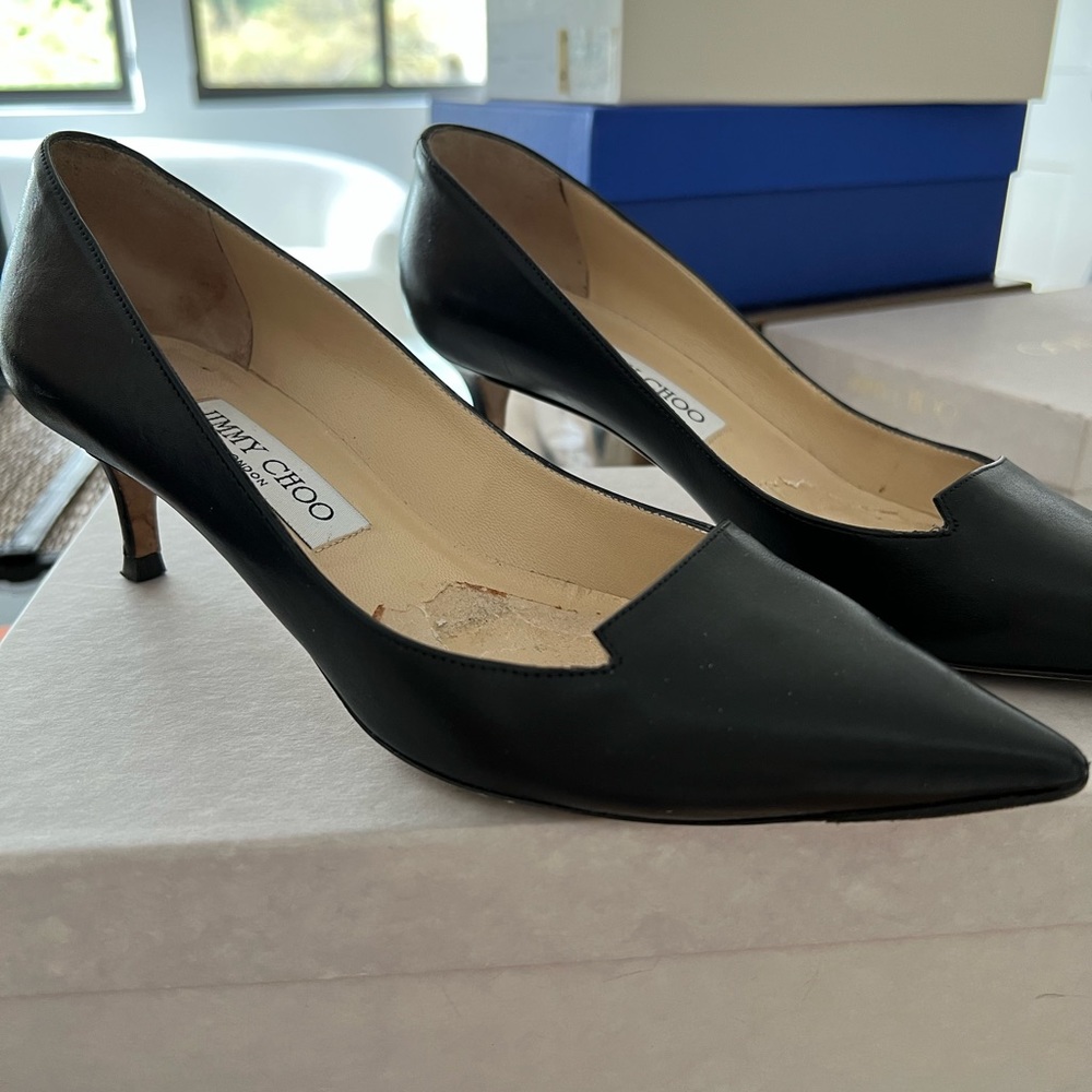 Jimmy Choo black leather heels